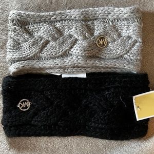 2 Michael Kors Knit Headbands, Black and Gray, New With Tags